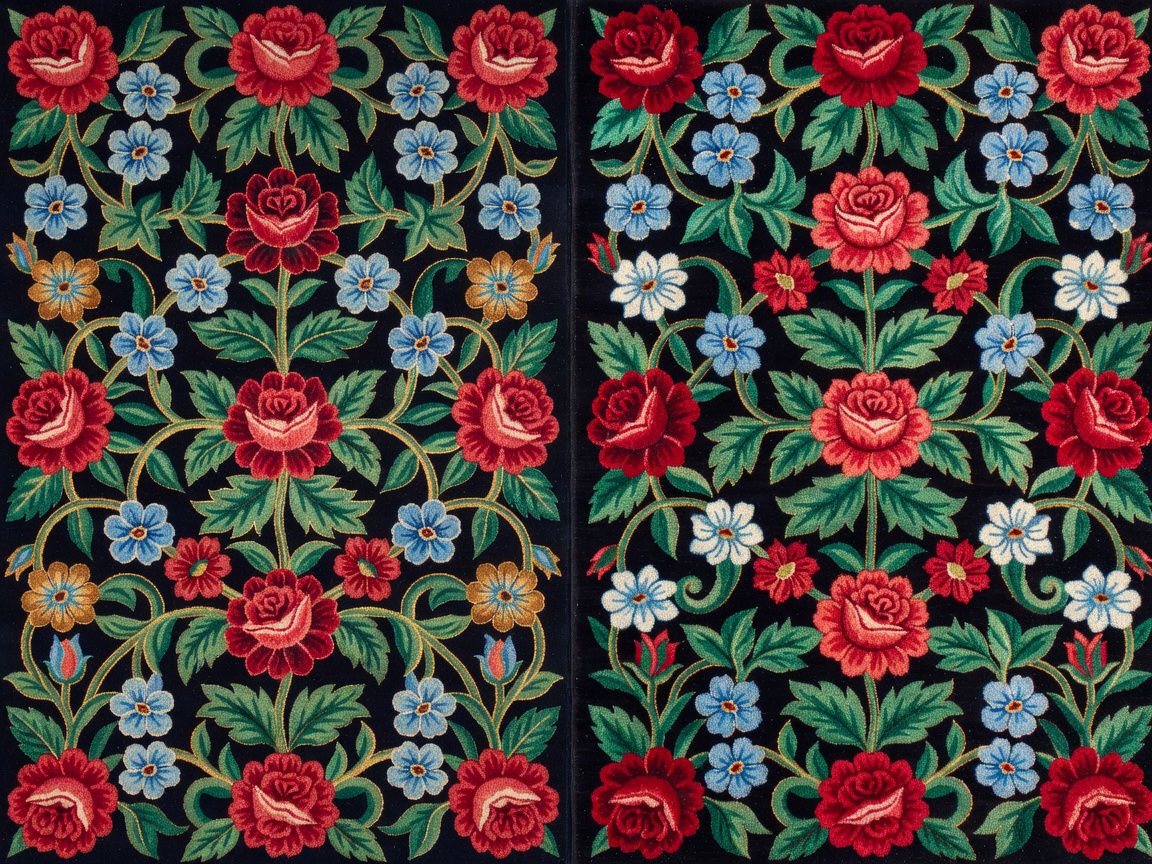 Traditional decorative floral tapestry and carpet design